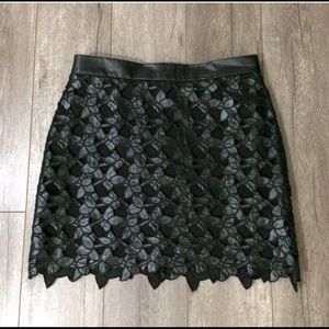 Sam Edelman leather flower cutout mini skirt